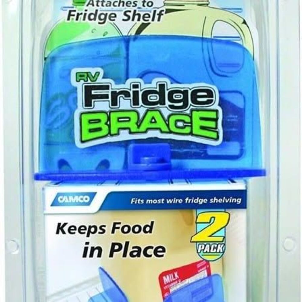 2 pcs - Camco RV Fridge Brace -Holds Food and Drinks in Place During Travel